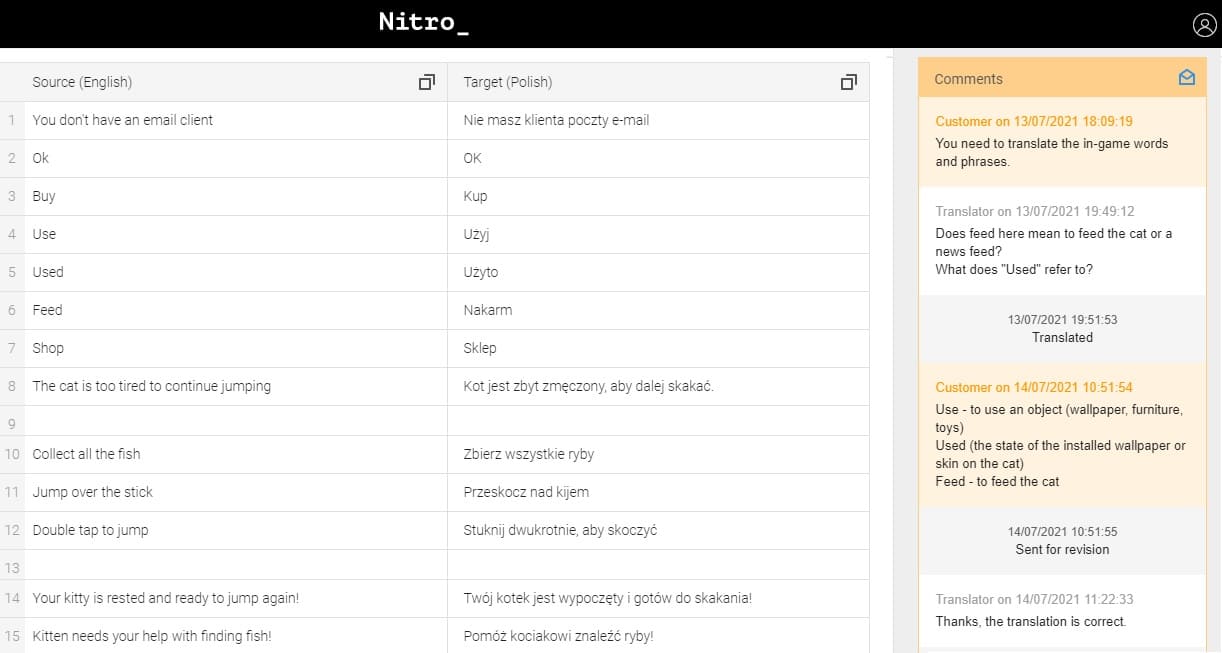 4 - comments on the Nitro platform